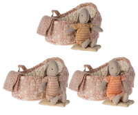 Maileg Pink Carry Cot with Bunny - Assorted Colors!