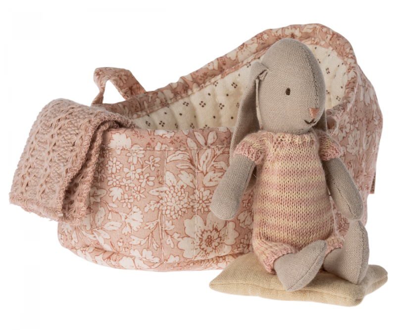 Maileg Pink Carry Cot with Bunny - Assorted Colors!