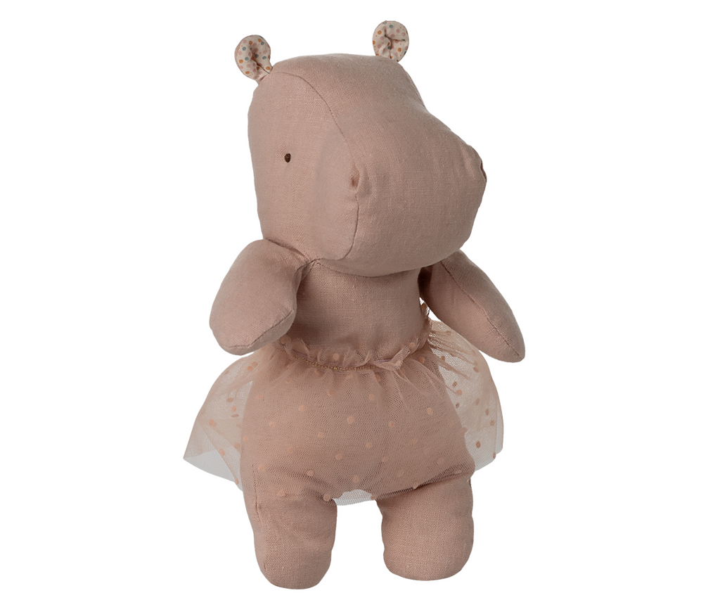 Maileg Safari Friends Hippo with Skirt in Soft Rose