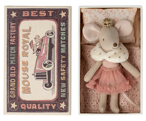 Maileg Princess Little Sister Mouse in a Box Dressed in Pink