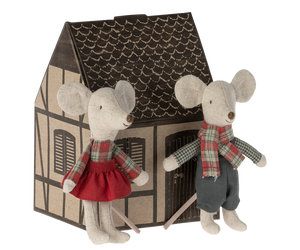 Maileg Winter Twin Mice in a House