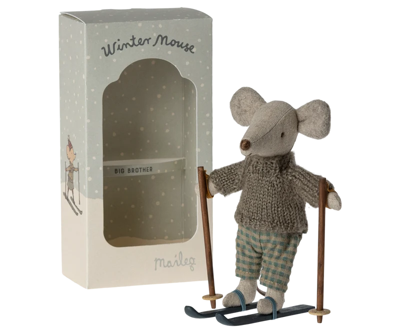 Maileg  Big Brother Winter Mouse with Ski Set