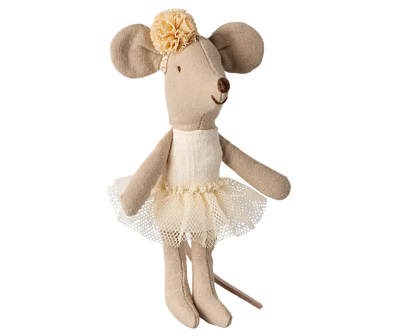 Maileg Little Sister Ballerina Mouse in Off White