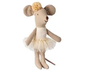 Maileg Little Sister Ballerina Mouse in Off White