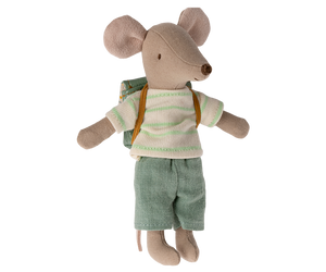 Maileg Tricycle Mouse, Big Brother with Bag in Mint