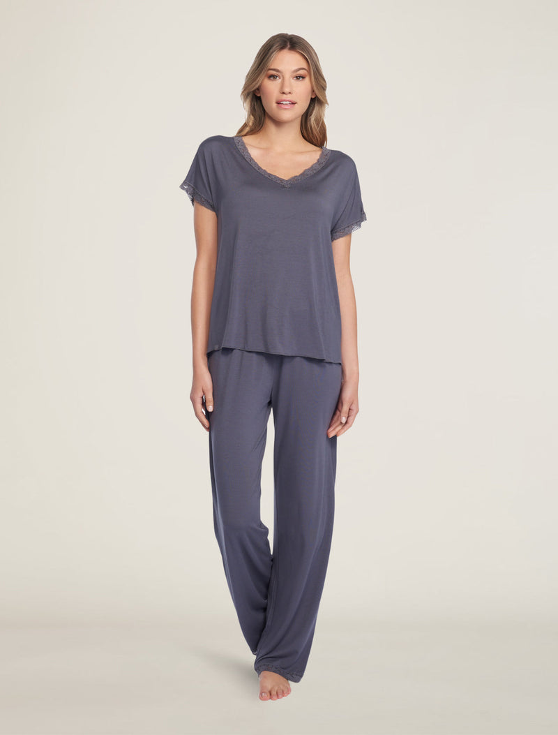 Barefoot Dreams Luxe Milk Jersey V-neck Tee & Classic Pant Set-Multiple Colors