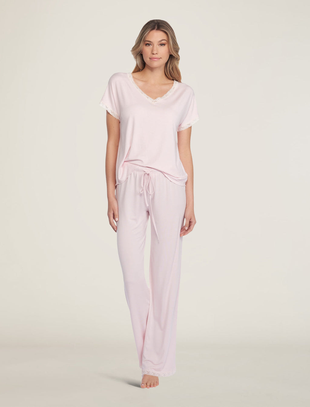 Barefoot Dreams Luxe Milk Jersey V-neck Tee & Classic Pant Set-Multiple Colors