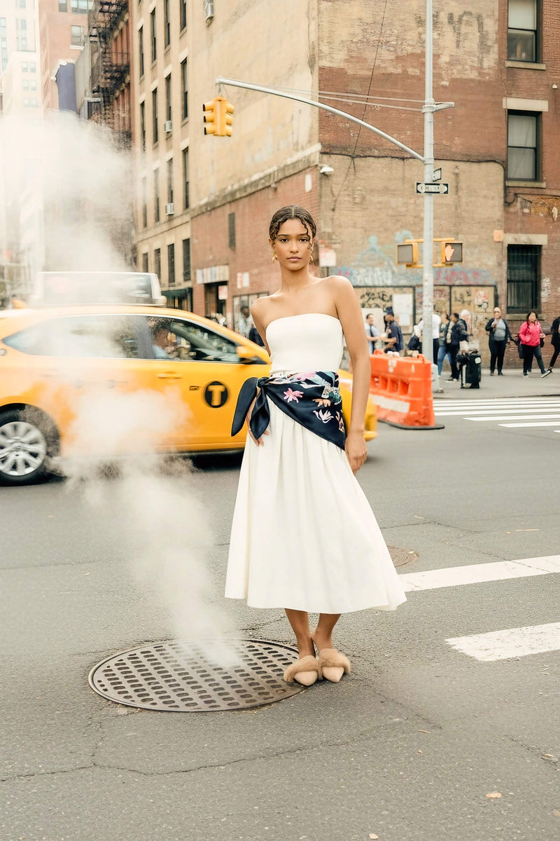 Jessie Zhao New York Double Sided Silk 35" Scarf in Night Garden Jungle Gathering