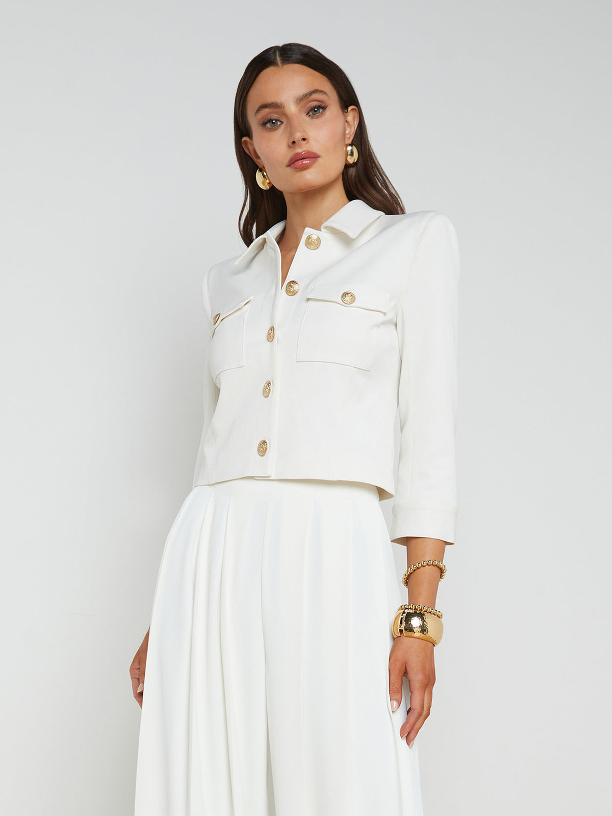 L'Agence Kumi Cropped Jacket in White