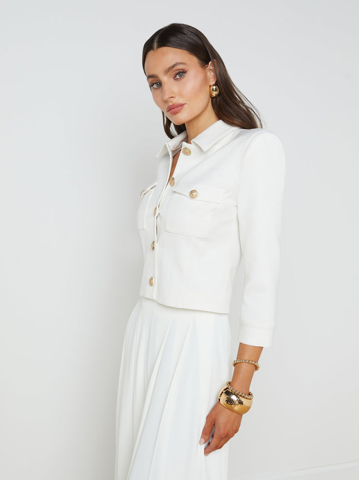 L'Agence Kumi Cropped Jacket in White
