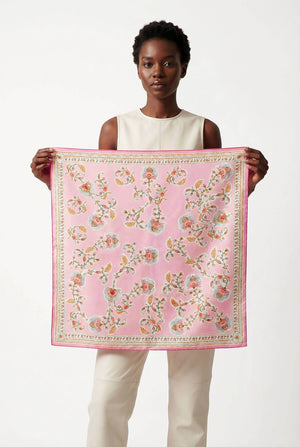 Jessie Zhao New York Double Sided Silk Scarf in Blush Charm