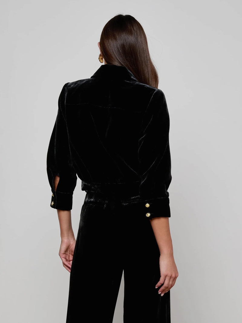 L'Agence Jia Crop 3/4 Sleeve Jacket in Black