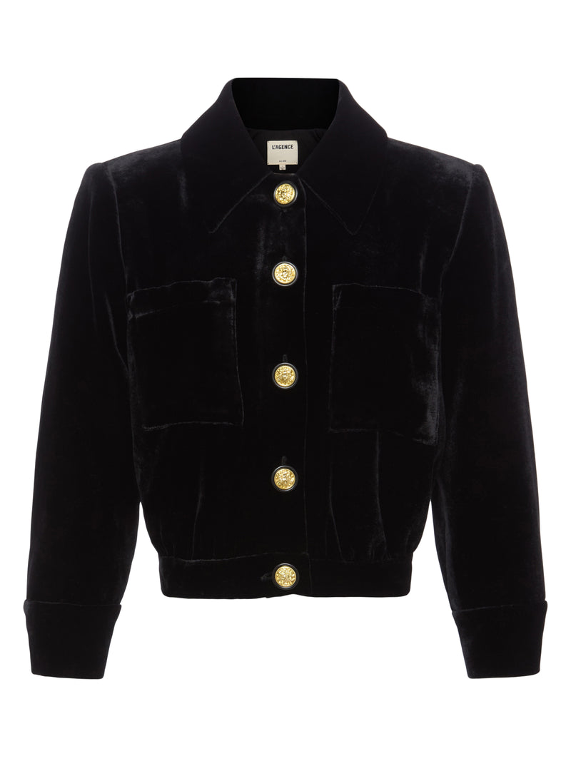 L'Agence Jia Crop 3/4 Sleeve Jacket in Black
