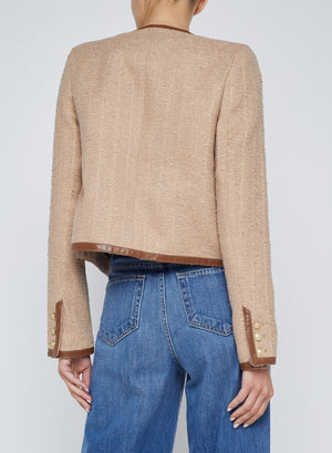 L'Agence Zaya Trim Jacket in Cappuccino / Gold Stripe