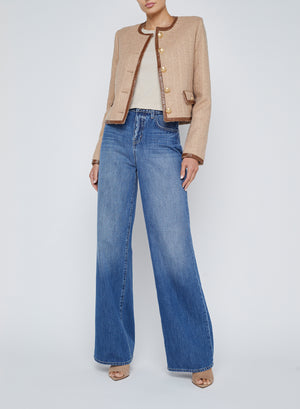 L'Agence Zaya Trim Jacket in Cappuccino / Gold Stripe