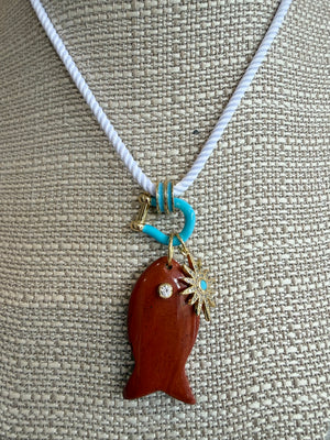 Forever Blythe Gemstone Single Fish Pendant Necklace - Assorted