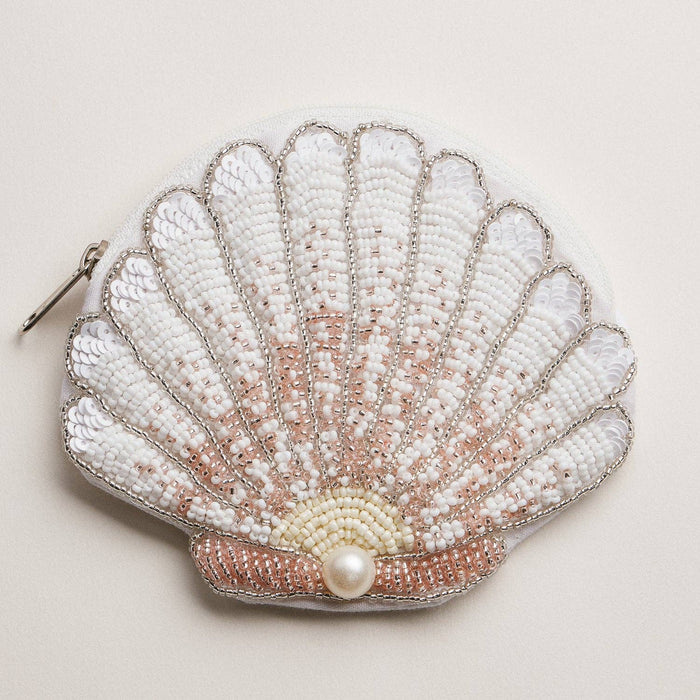 Frem Seashell Beaded Coin Purse with Pearl Accent - Multiple Colors!