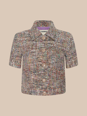 L'Agence Chita Crop Jacket in Rainbow Tweed