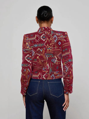 L'Agence Asha Military Jacket in Geo Tapestry