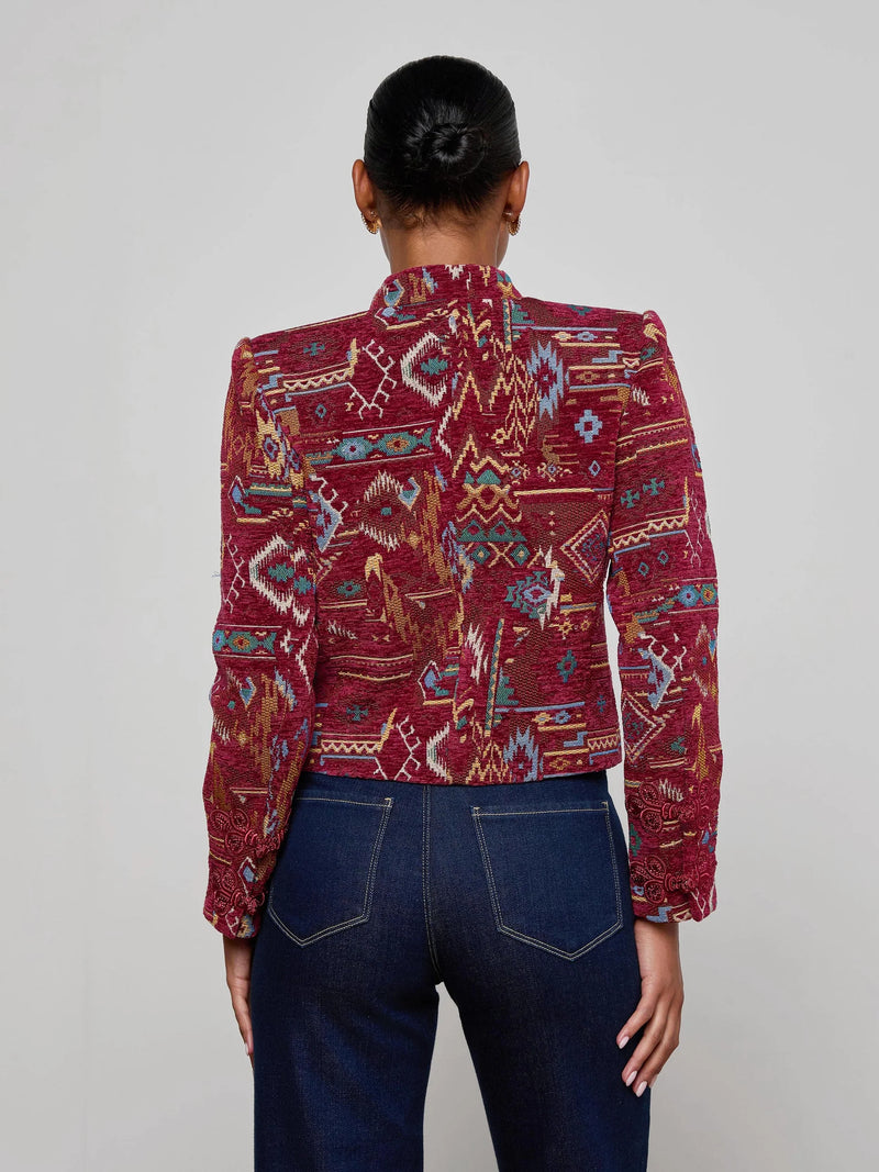 L'Agence Asha Military Jacket in Geo Tapestry