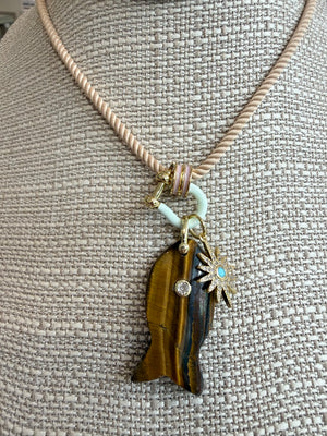 Forever Blythe Gemstone Single Fish Pendant Necklace - Assorted