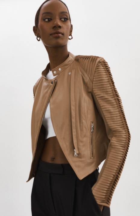 Lamarque Azra Leather Jacket in Mocha