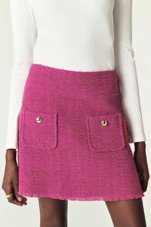 ba&sh Bonnie Tweed Skirt in Rose