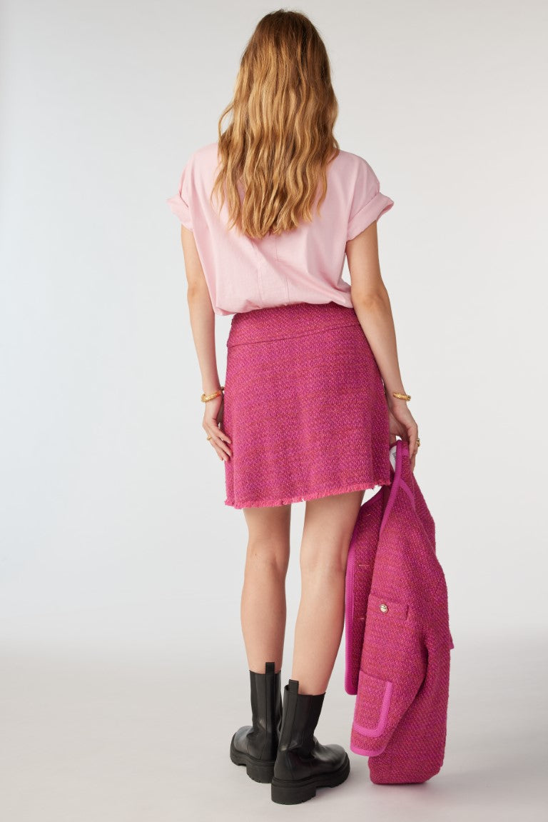 ba&sh Bonnie Tweed Skirt in Rose