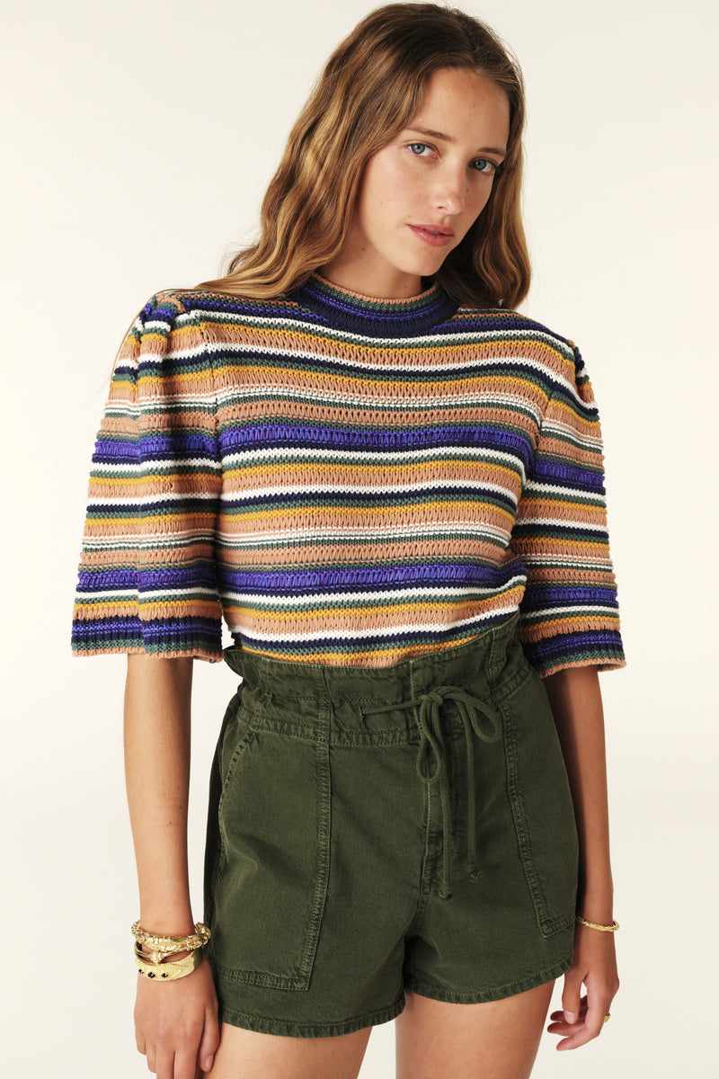 ba&sh Farfaela Short Sleeve Sweater in Multi