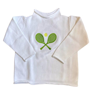 A Soft Idea Tennis Whites Sweater with Green Rackets