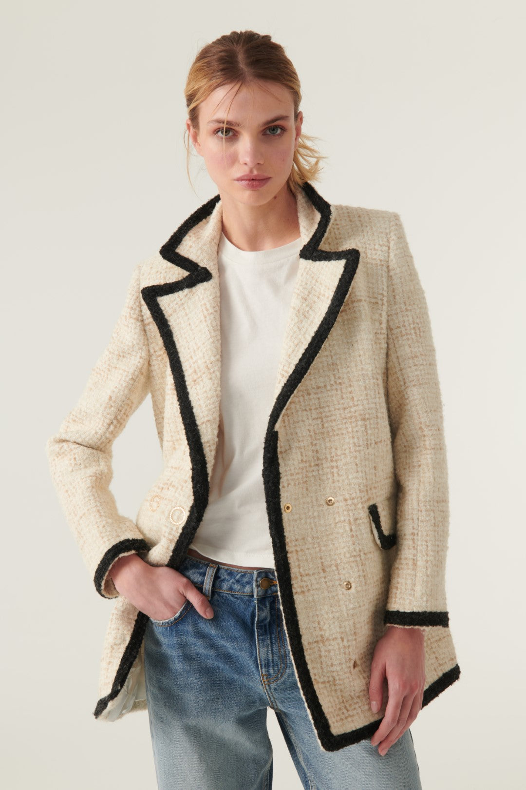 Ba&sh Ecru Fiara Coat in Natural