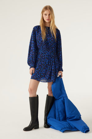 ba&sh Logan Dress in Blue Leopard