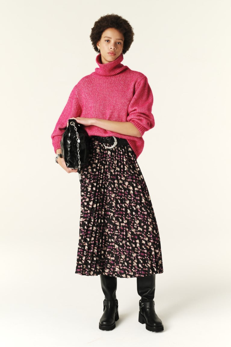 ba&sh Malicia Pleated Skirt in Bordeaux