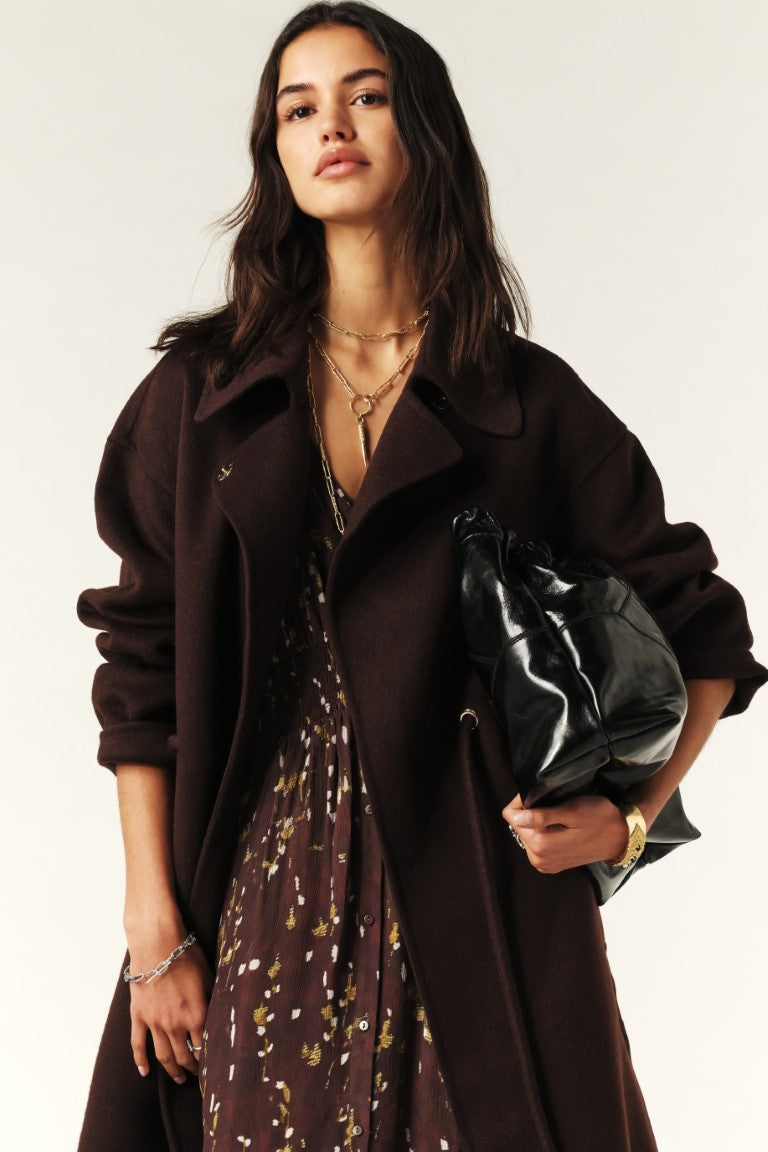ba&sh Kate Coat in Chocolat