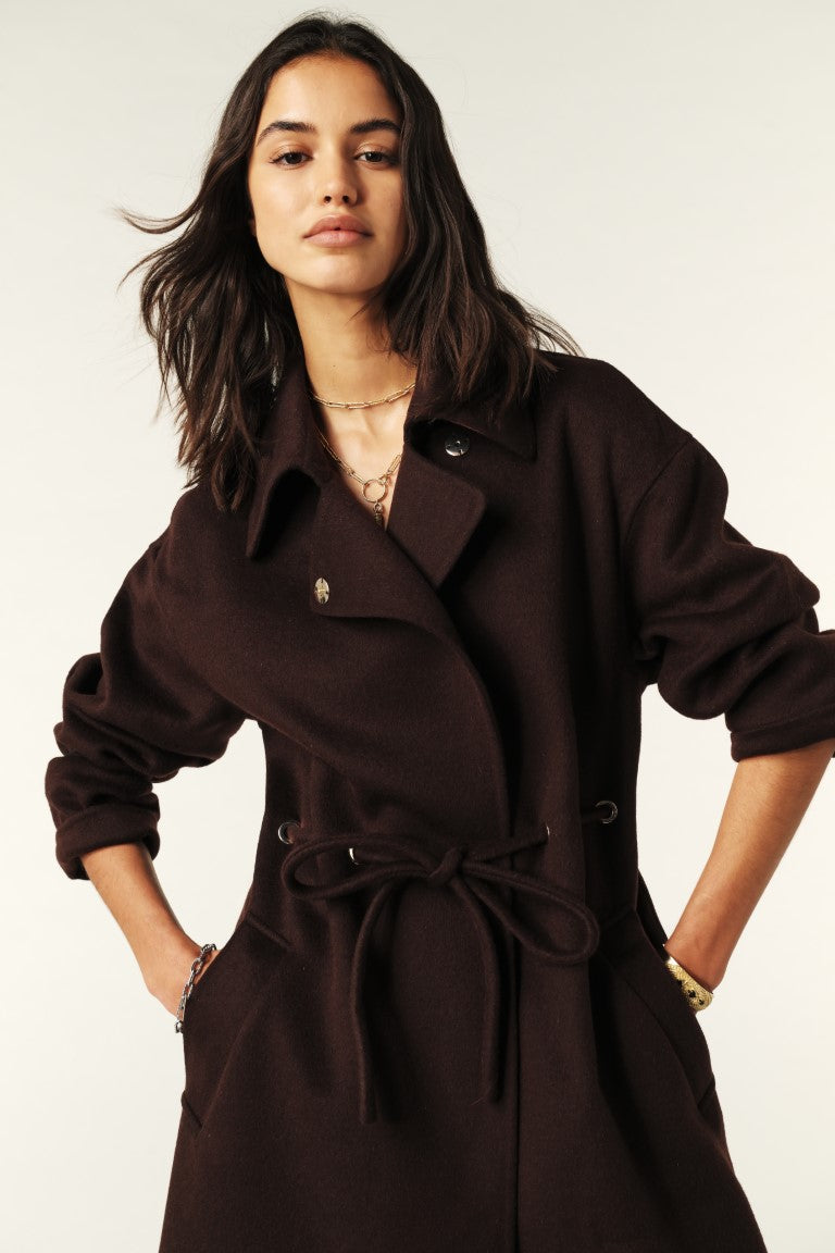 ba&sh Kate Coat in Chocolat