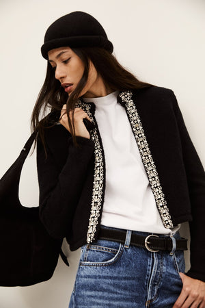 ba&sh Louna Cardigan in Black