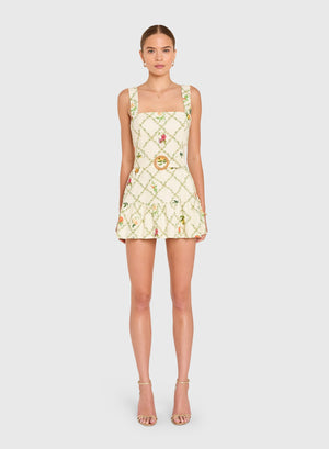 Amanda Uprichard Lena Skort Romper in Trellis Print