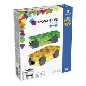 Magna-Tiles Cars 2-Piece Expansion Set:  Green & Yellow