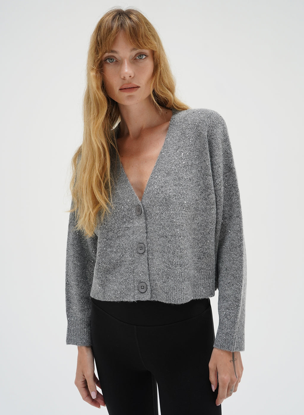 LNA Kiya Sparkle Cardigan in Grey