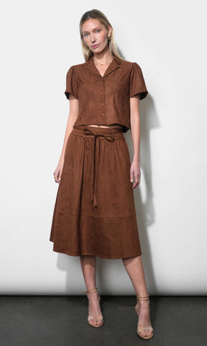 Greylin Wren Suede Midi Skirt in Camel