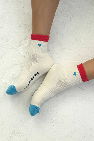 Le Bon Shoppe Embroidered Color Block Girlfriend Socks