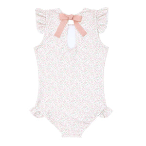 Minnow Ruffle Rashguard One Piece in Antique Floral