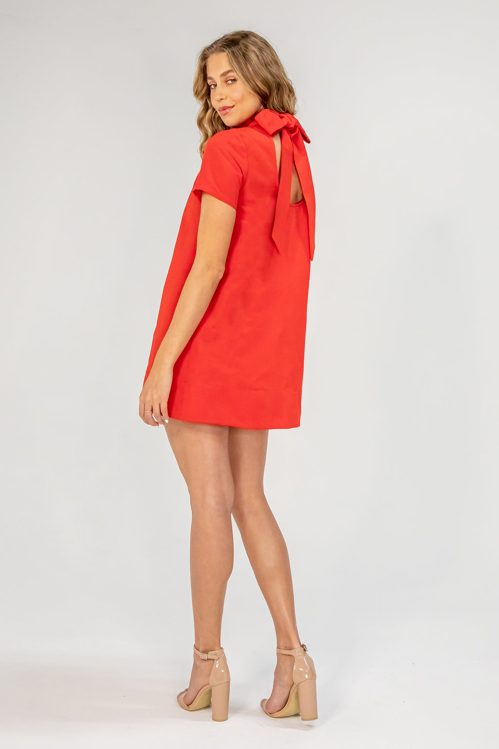 Lavender Brown Rory Dress in Bright Red