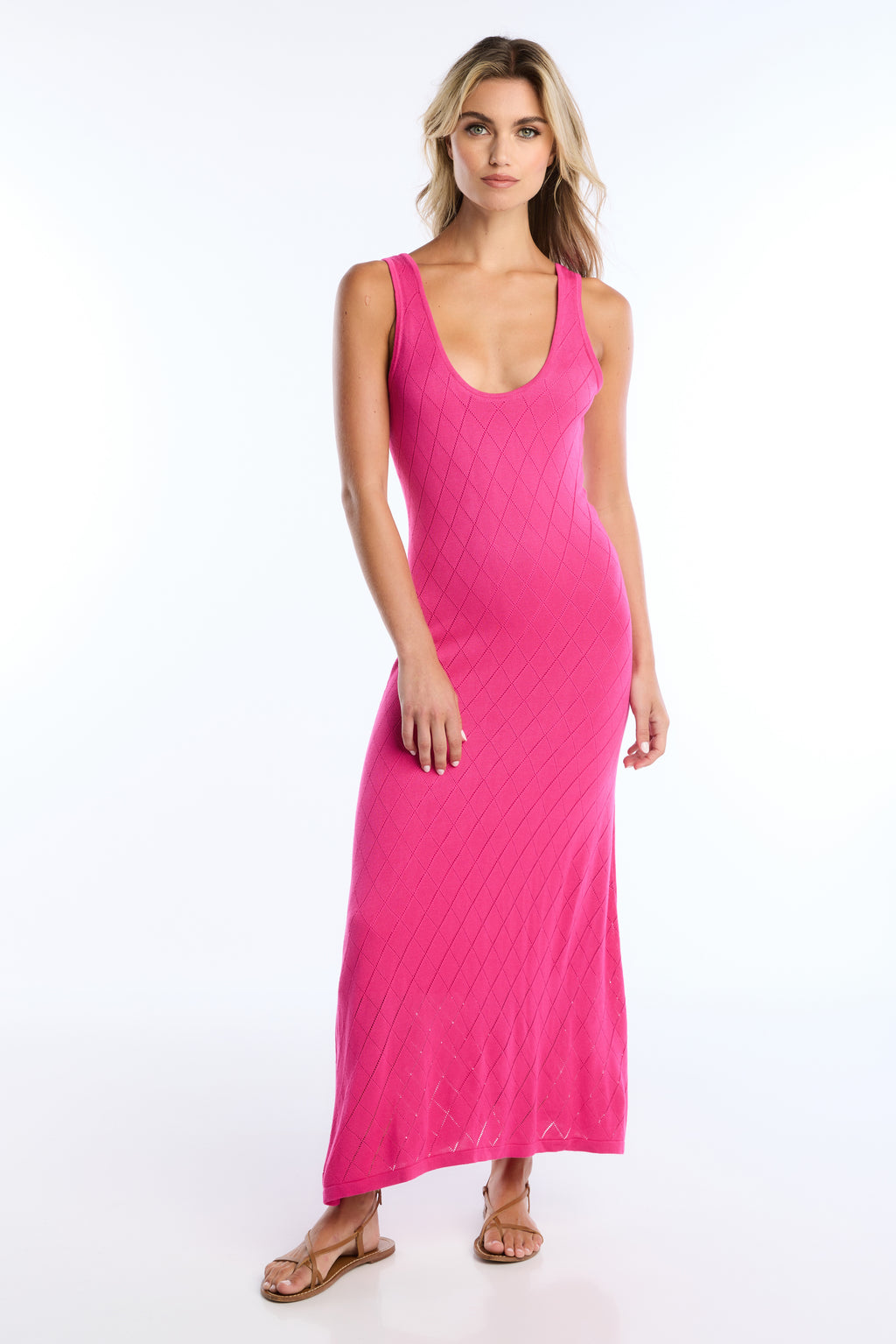 Allison Reid Crochet Dress in Hot Pink