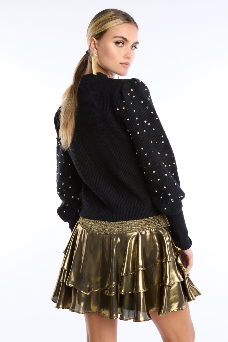 Allison Rhinestone Charlotte Sweater in Black