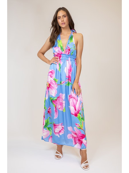 Lavender Brown Serena Dress in Pink/Blue