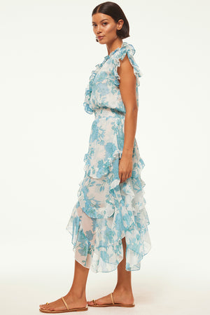 Misa Dakota Dress in Turquoise Flora
