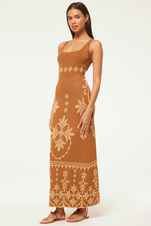 Misa Kalil Dress in Brown Flora Santiago