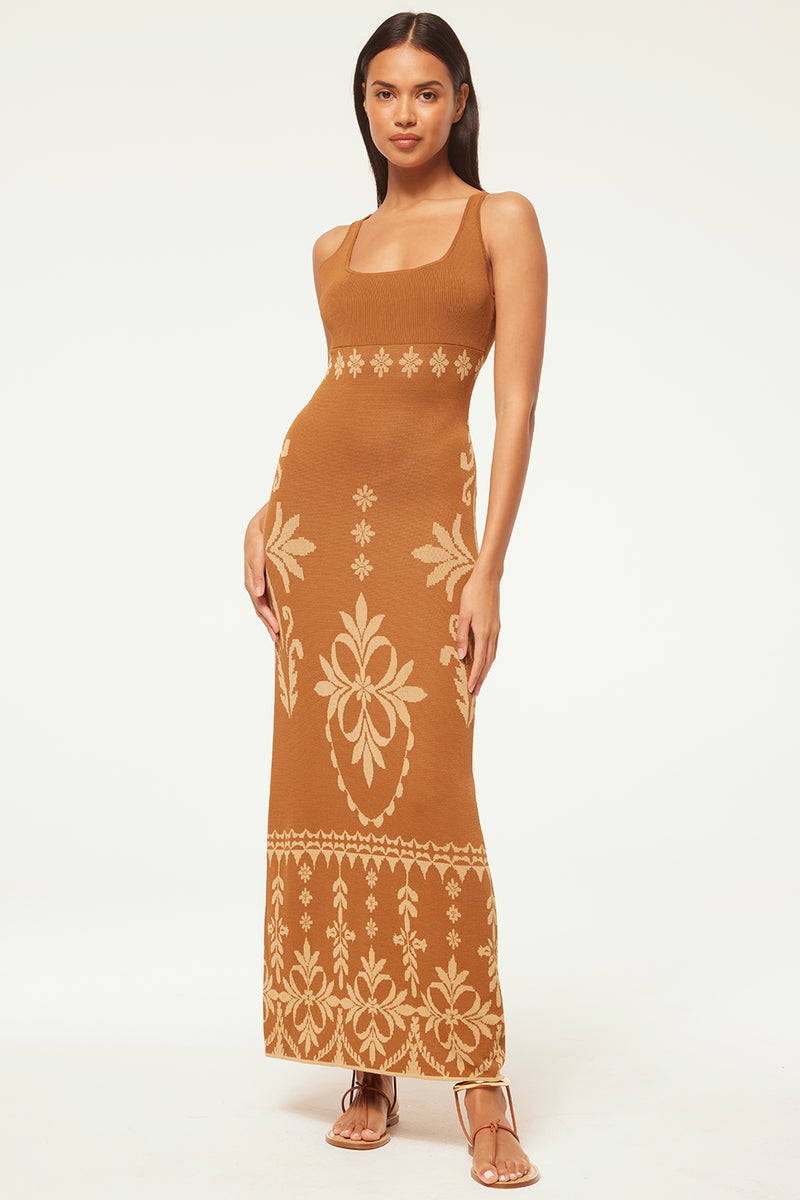 Misa Kalil Dress in Brown Flora Santiago