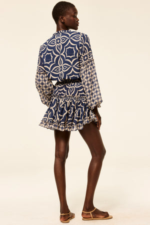 Misa Elisabetta Dress in Blue Mosaic Tile